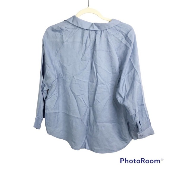 The Korner basic blue long sleeve v neck collared blouse size S NWT - Picture 2 of 5